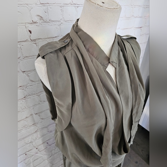 Stella & Jamie Cowl Neck Utility Maxi Dress | Light Olive Green | XS | EUC - Picture 3 of 14